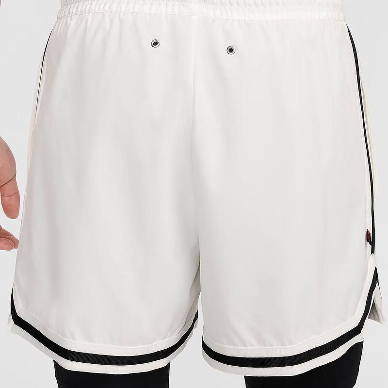 Nike Color Block Elastic Breathable 2-In-1 Casual Basketball Pants Men Bottoms White FN8097-133
