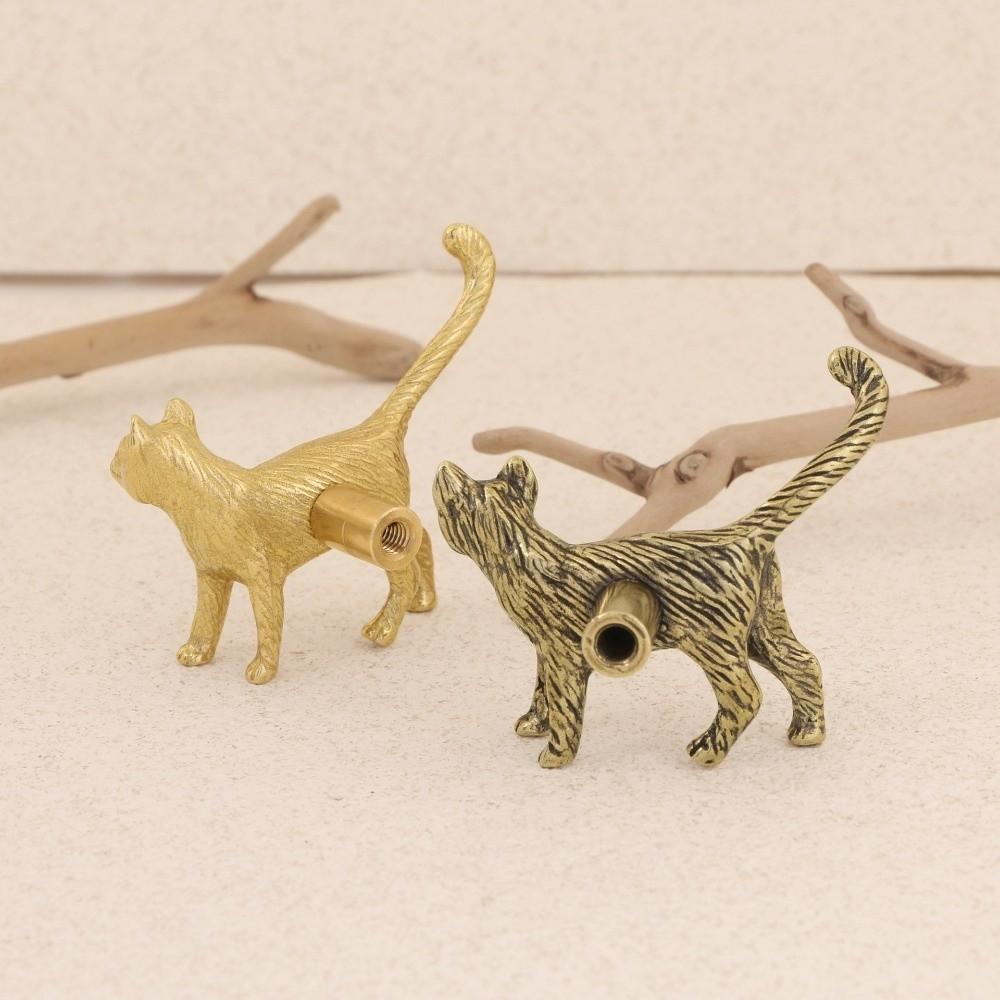 Animal Shaped Handles Door Knobs Vintage Cat Cupboard Drawer Pulls  For Kitchen Wine Cabinet