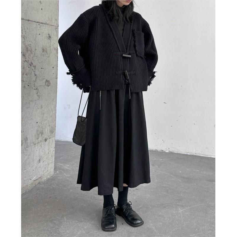 Johnature Autumn Winter Thickened Sweater Jacket For Women Sinple Casual Raw Edge V-neck Loose Cardigan Knit Jackets