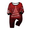 Christmas Print Cute Family Set Pajamas, Home Clothes, Family Set Long Sleeve Top Pants Set