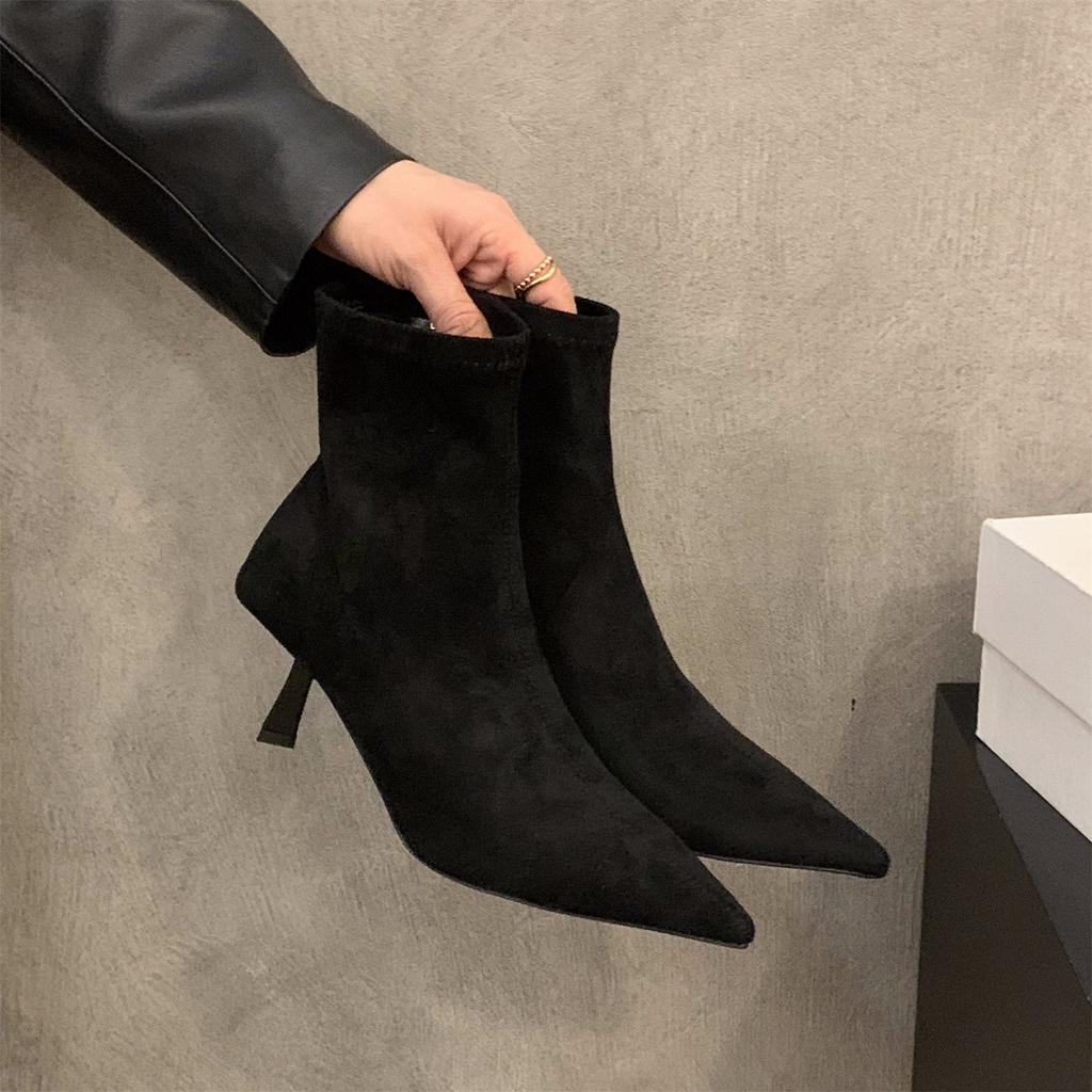 Fashion Autumn Fashion Pointed Toe Vintage Ankle Boots Sexy Thin Skinny Stiletto Shoes Women High Heels Party Booties Botas Mujer