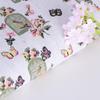 Butterfly and Bird Print Linen Cotton Fabric for Fashion, Clothing Linings, Curtains, Tablecloths, and Throw Pillows.