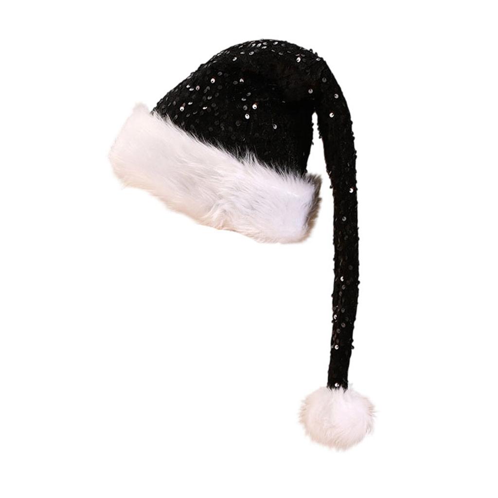 Christmas Sequin Hat with Long Plush, Festive Winter Hat for Holiday