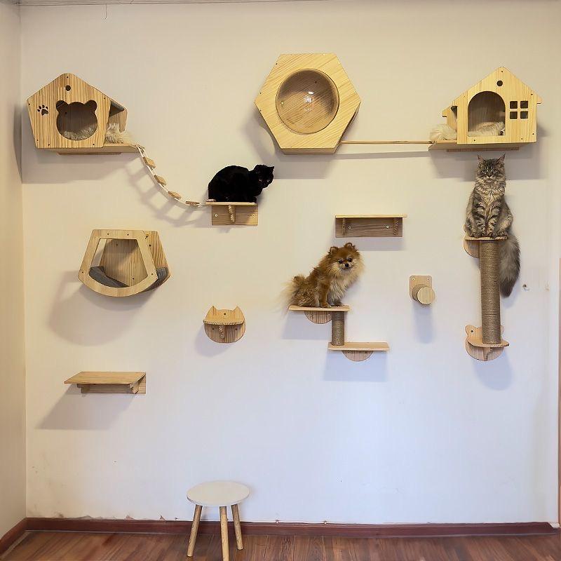 Cat Climbing Shelves Wall-Mounted Cat Tree Tower Sisal Stairs Scratching Post Indoor Cats Gym Catwalk In Sky Accessories Toy