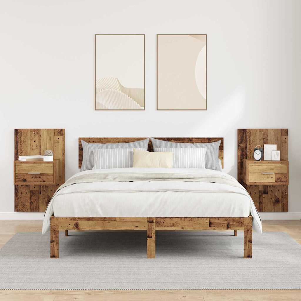 Nightstand Set of 2 Reclaimed Wood Look 50 x 32.5 x 80 cm Particleboard