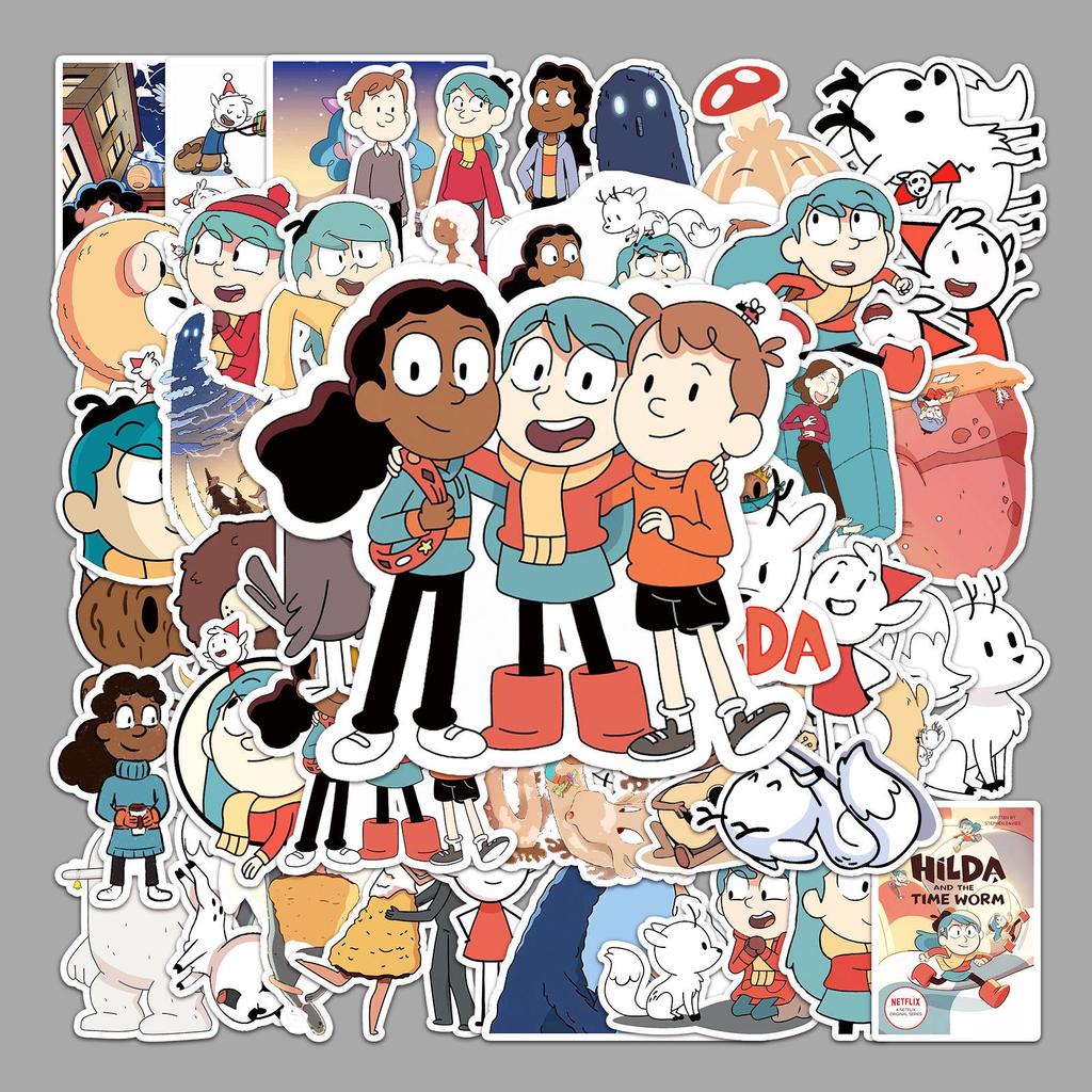 50 Hilda Graffiti Cartoon Animation Stickers for Water Cups, Skateboards, Luggage
