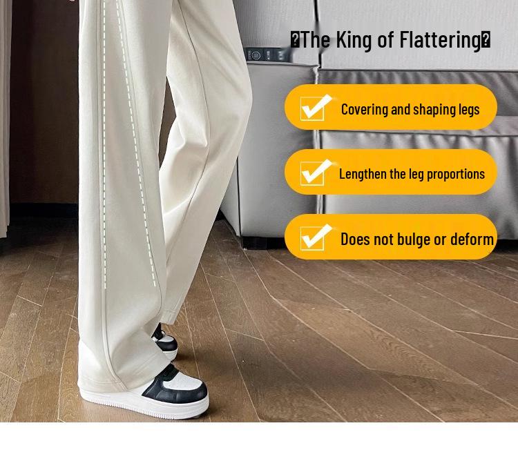 Women's 2024 Fleece-Lined Sports Sweatpants: Drape, Narrow, Slimming Straight, and Wide Leg Styles for Spring & Autumn