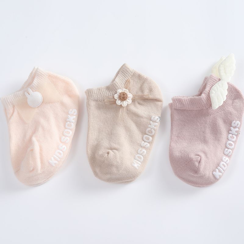 3 Pairs/lot Spring Baby Solid Color Cotton Socks Infant Floor Socks Children Girls Soft Anti-slip Boat Socks  0-5 Years
