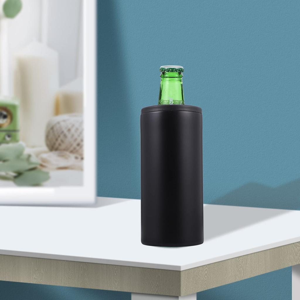 Cabilock Insulated Skinny Cooler for Beer, Hard Drinks, Double Wall Vacuum Insulated Drink Holder, Water Bottle, Insulated Mug, Black