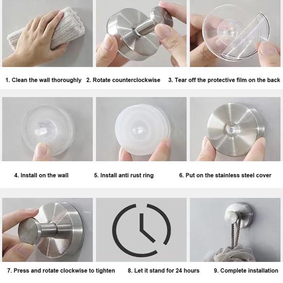 Suction Cup Hook Removable Water Resistant Wall Hook Reusable Rust Proof Hook for Towels Bathrobes Kitchen Glass Mirror