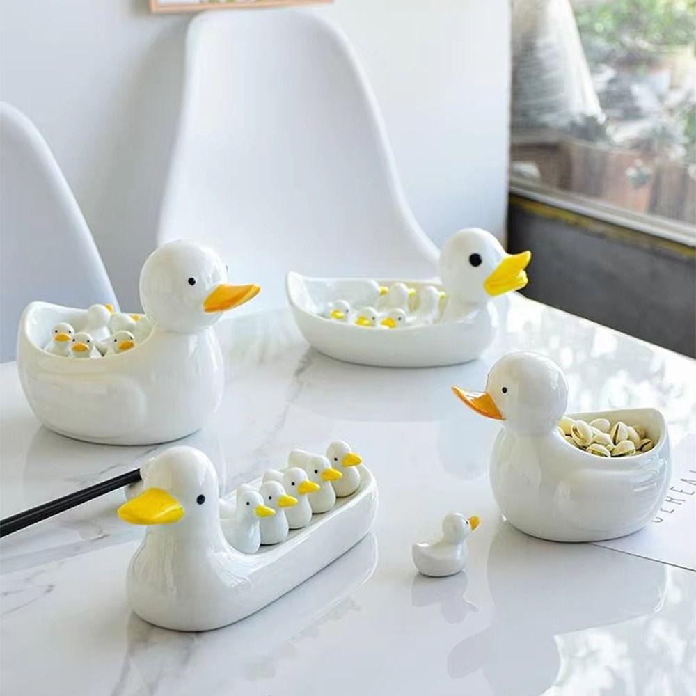 Creative Duck Chopstick Holder Cartoon Chopsticks Rest Writing Brush Pen Holder  Storage Ornaments