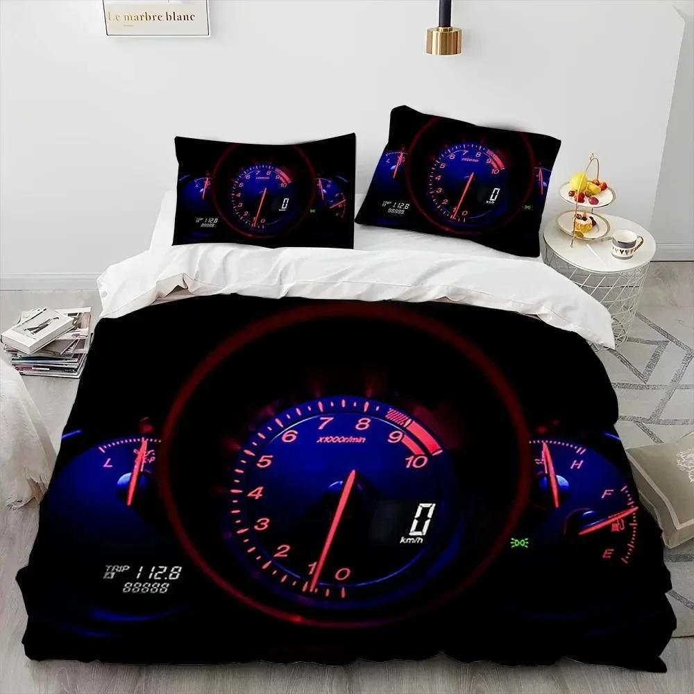 3D Racing Car Dashboard Comforter Bedding Set,Duvet Cover Bed Set Quilt Cover Pillowcase,King Queen Size Bedding Set Adult Child