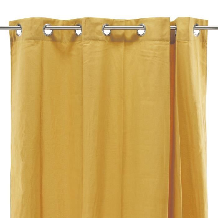COTTON LOOK - Denim-style Polycotton Curtain Perfect for Dressing Your Windows 140 X 250 Cm Yellow