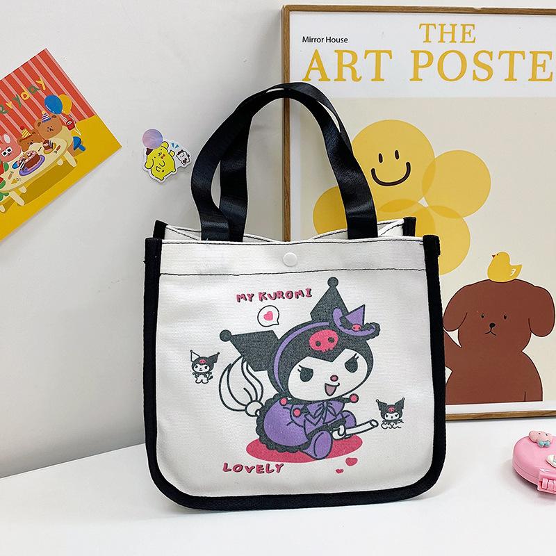 

Children s bags Cartoon cute girl handbags Canvas bags, large-capacity change mobile phone bags Bento bags чорний