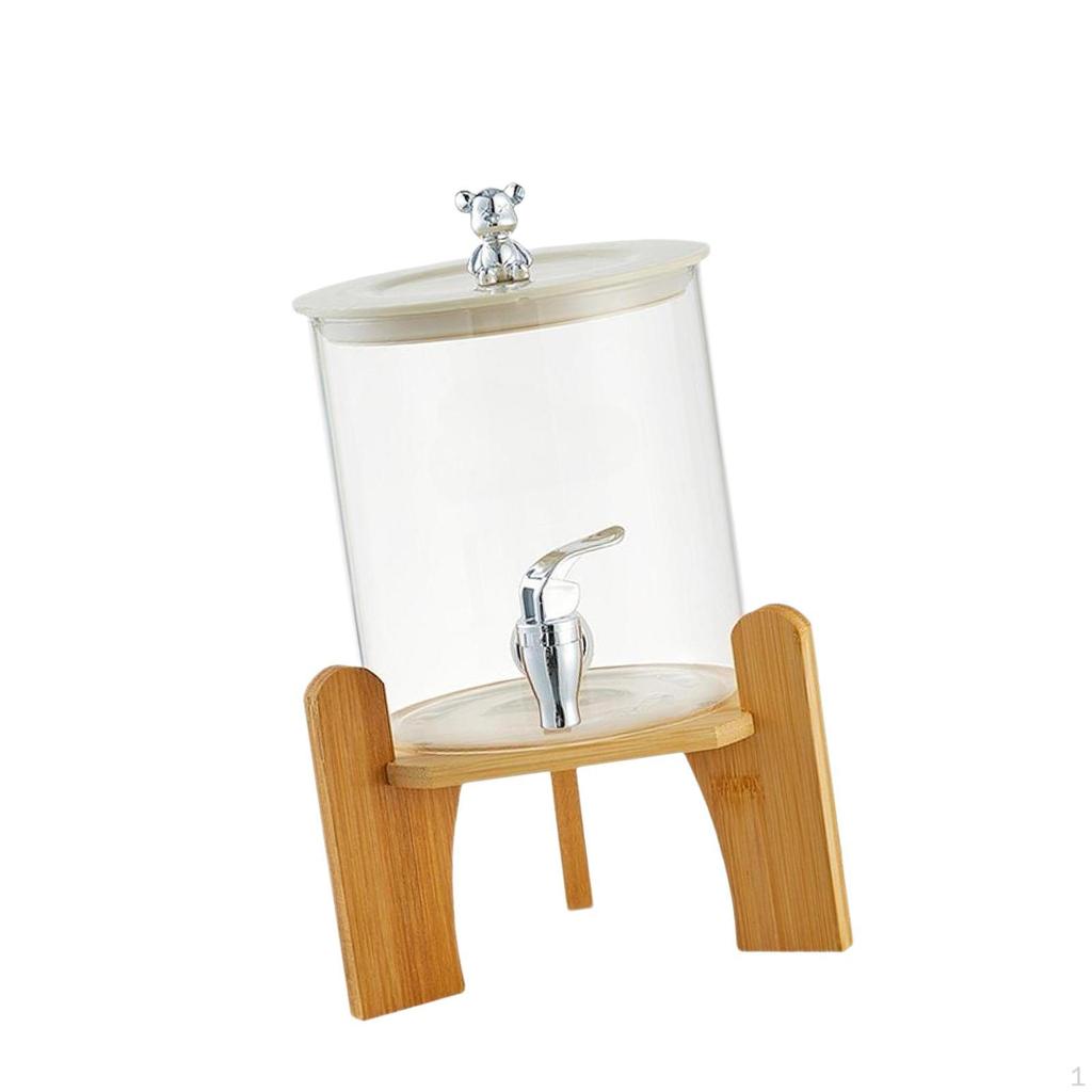 Glass Drink Dispenser with Spigot, 3.5L Cold Beverage Stand for Restaurants,