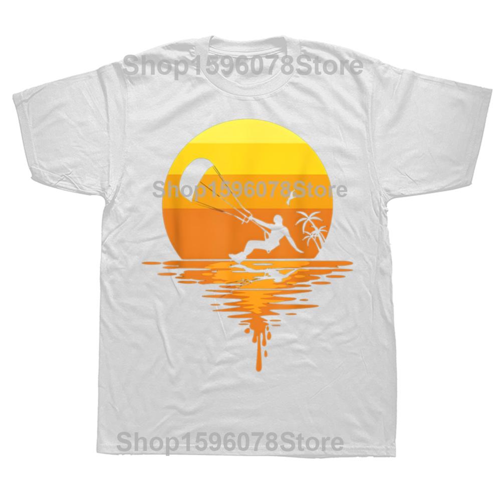 Funny Kitesurfing Retro Kiteboard Kitesurf 100% Cotton T-shirts Print Tshirt Loose Oversized Streetwear Hip Hop Unisex T Shirt