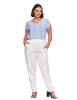 Women's Linen Trousers with Elastic Waistband, Elegant, Straight Leg, MORAJ M WHITE