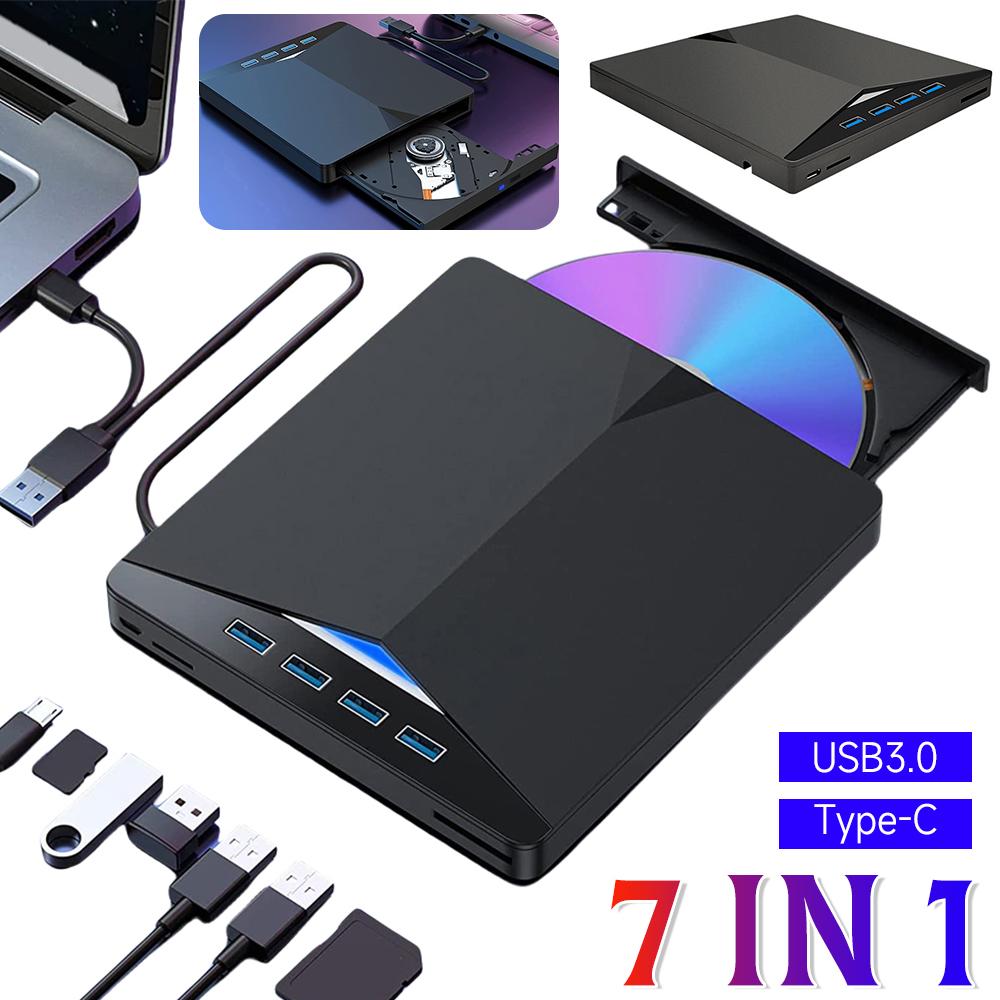 7 in1 USB 3.0 Type C External CD DVD RW Optical Drive DVD Burner Reader Player Super Optical Drive For PC Laptop Notebook