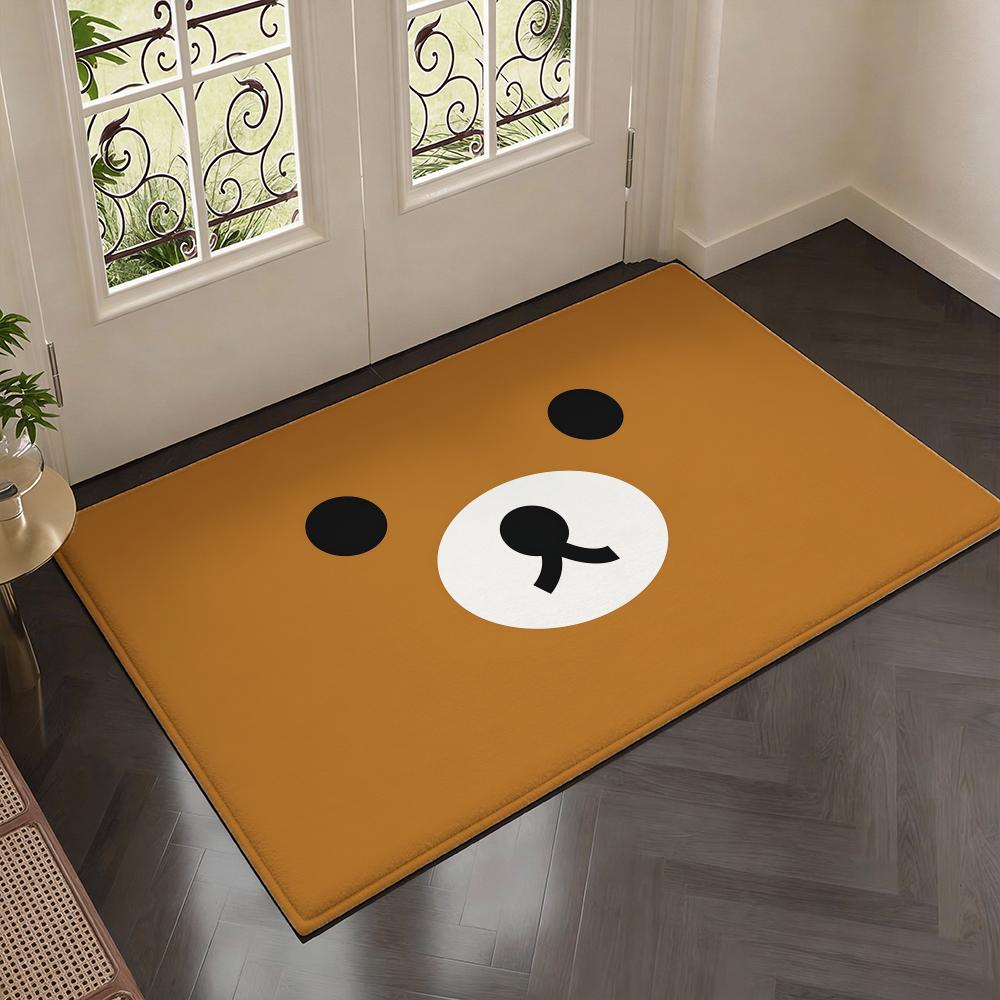 Relaxed Cute Bear R-Rirakkumas Floor Mat Soft Thickened Flannel Door Mat Non-Slip Living Room Rug Home Decor
