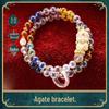 Tara Multi-Treasure Gold Foil Agate Glass Bead Bracelet with Swallowing Beast Charm