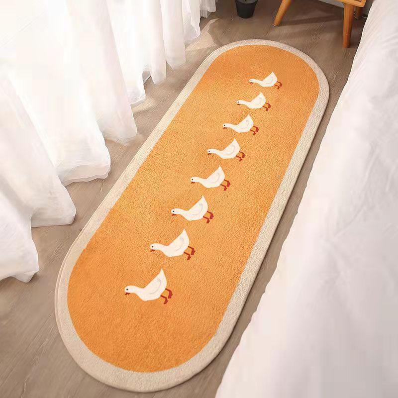 Cartoon Imitation Cashmere Carpet Oval Girl Home Bedroom Cute Bedside Carpet