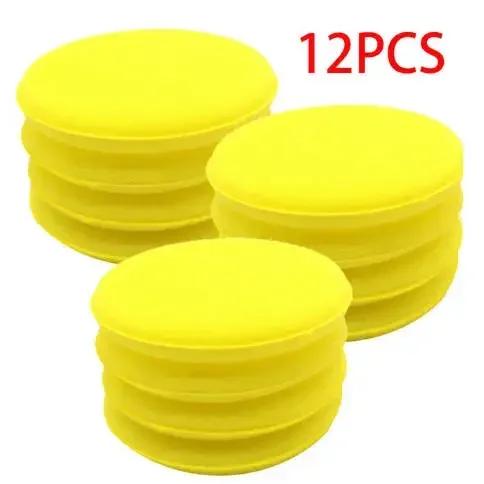 Car Colorful Round Edged Sponge High Density Waxing Polishing Foam Detail Treatment Application Pad Fine Cotton Car Waxing Tools