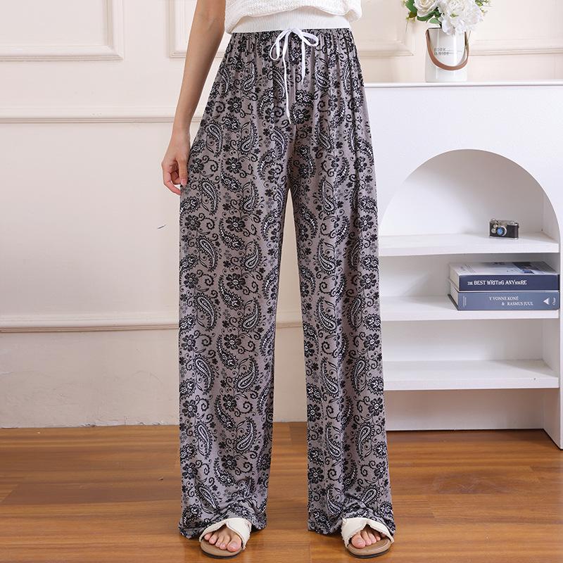 Sommer Damen Eis Seide High-Waist Weite Hosen - Lässig, Locker und Kühl für Zuhause oder Draußen