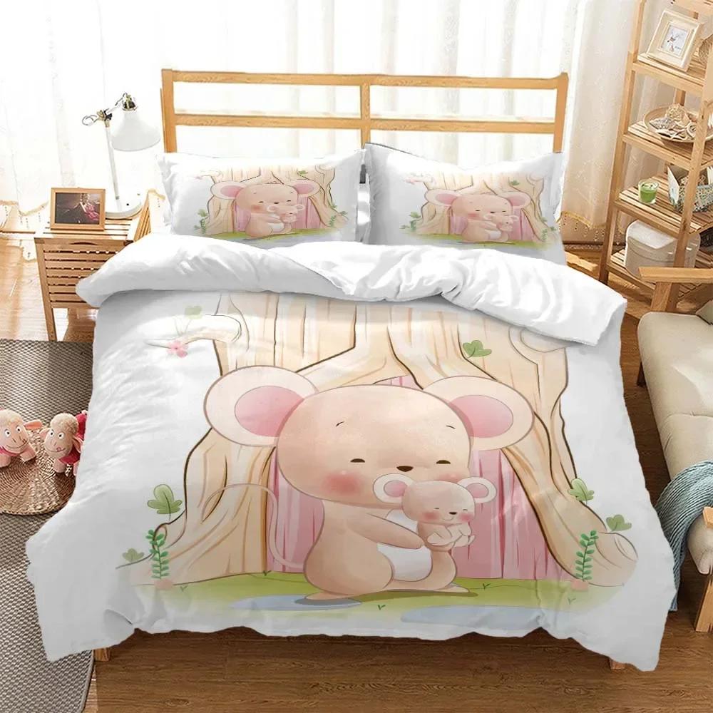 Cute cartoon mouse Comfortable Duvet Quilt Cover Pillowcase Bedding Set Children Bedroom Decoration Home Textile