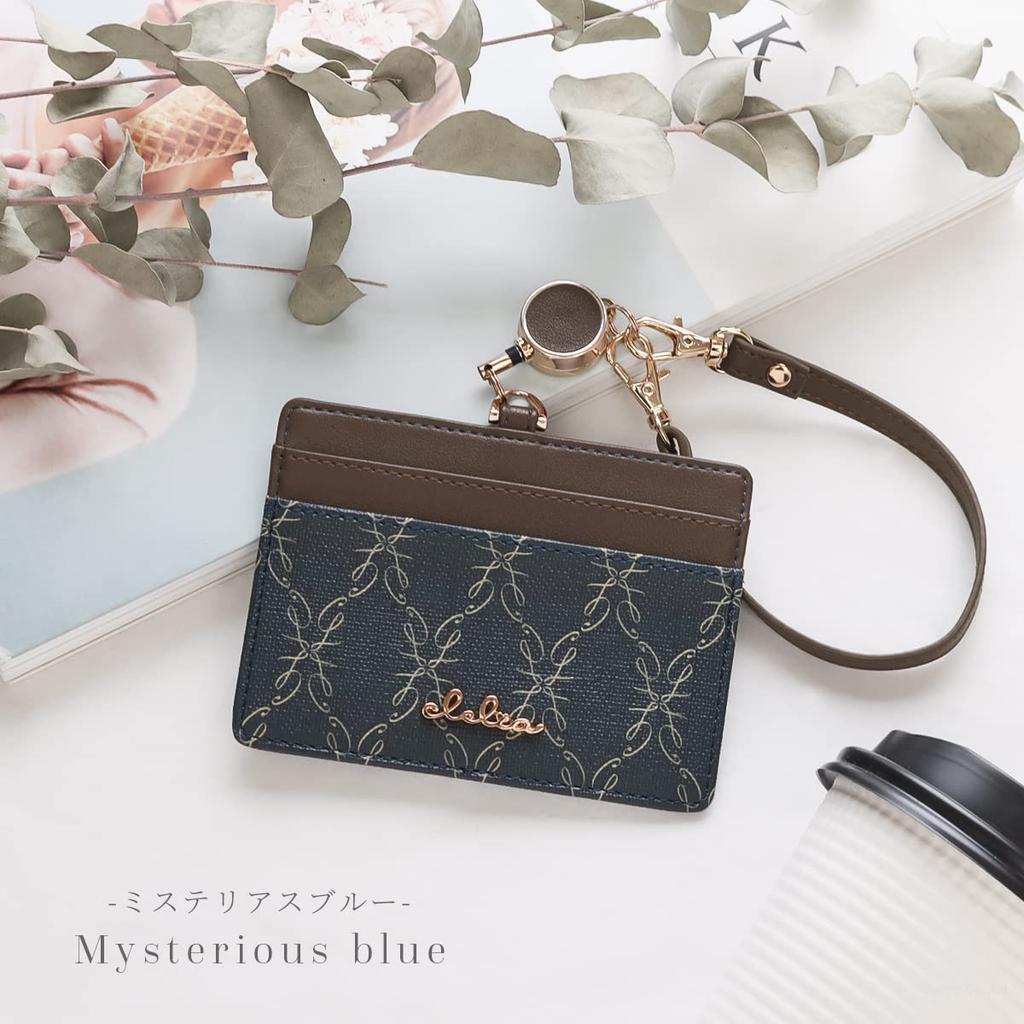 CLELIA Belle Series Pass Case for Women with Reel and Neck Strap, Employee ID Card Case, ID Card Holder [CL-18031] (Mysterious Blue)