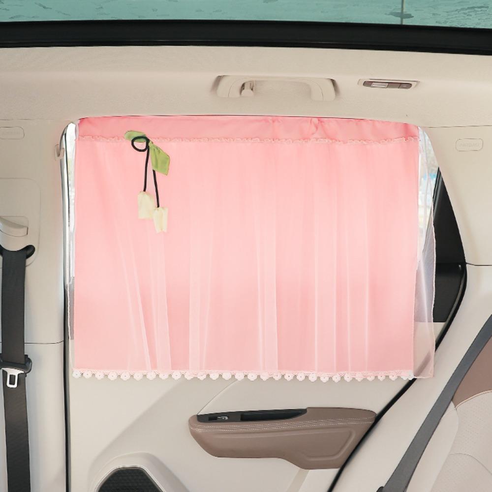 Double-Layer Design Car Privacy Curtain Lace Flower Fringe Blackout Car Curtain  Car Interior