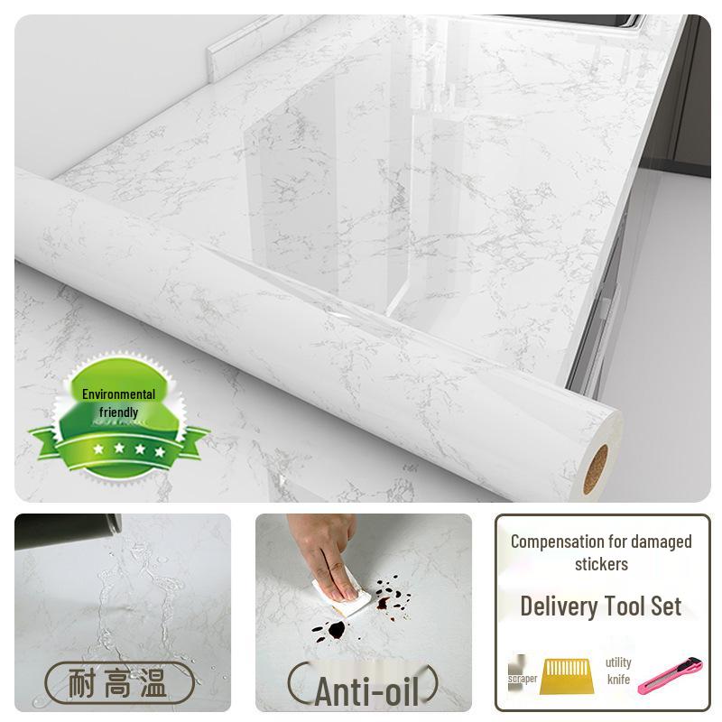 Film Autoadeziv pentru Blat de Bucătărie din Marmură Rezistent la Ulei, cu Spate din Folie de Aluminiu și Rezistență la Temperaturi Înalte