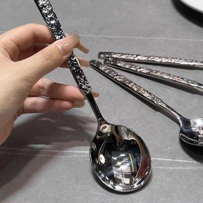 Colher de aço inoxidável para restaurante, colher de jantar, cabo longo, colher para beber, colher de sobremesa, utensílios de cozinha para casa, utensílios de cozinha