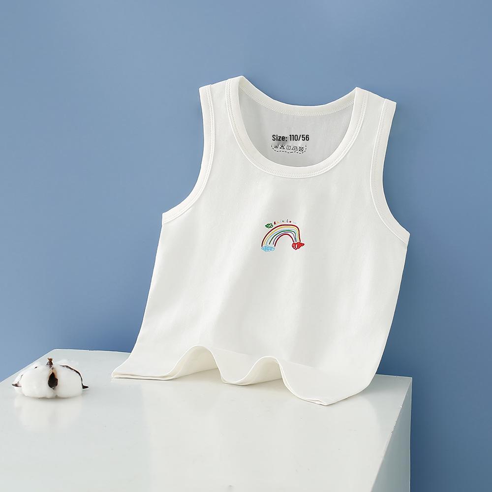 Summer Kids' Cotton Spaghetti Strap Vest - Colorful Base Layer for Boys and Girls