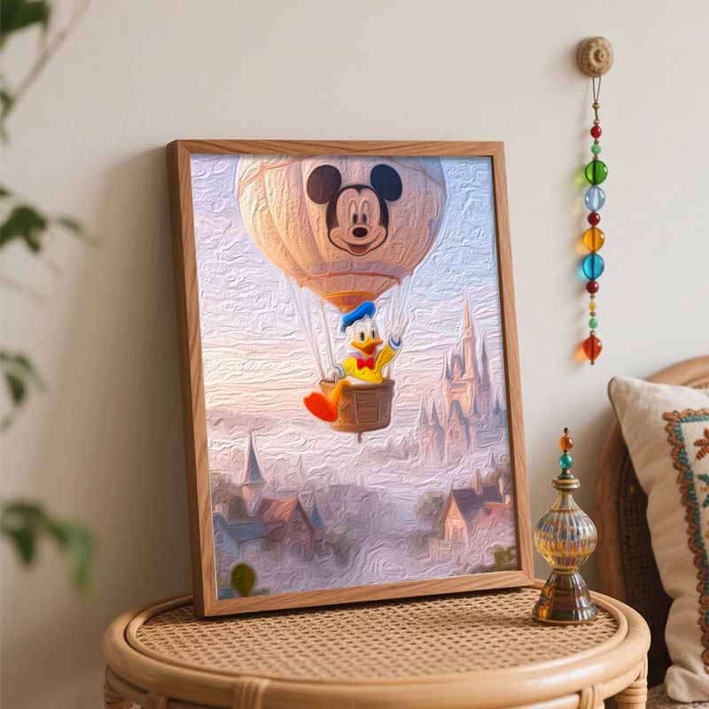 Disney Digital Oil Painting Art Kit Donald Duck Hot Air Balloon Castle Handmade Coloring Painting Home Decor
