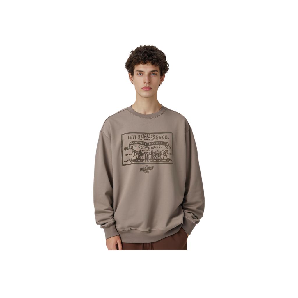 Levis Loose Fit Round Neck Printed Casual Long Sleeve Sweatshirt Men Sweatshirt Khaki 0019A-0000