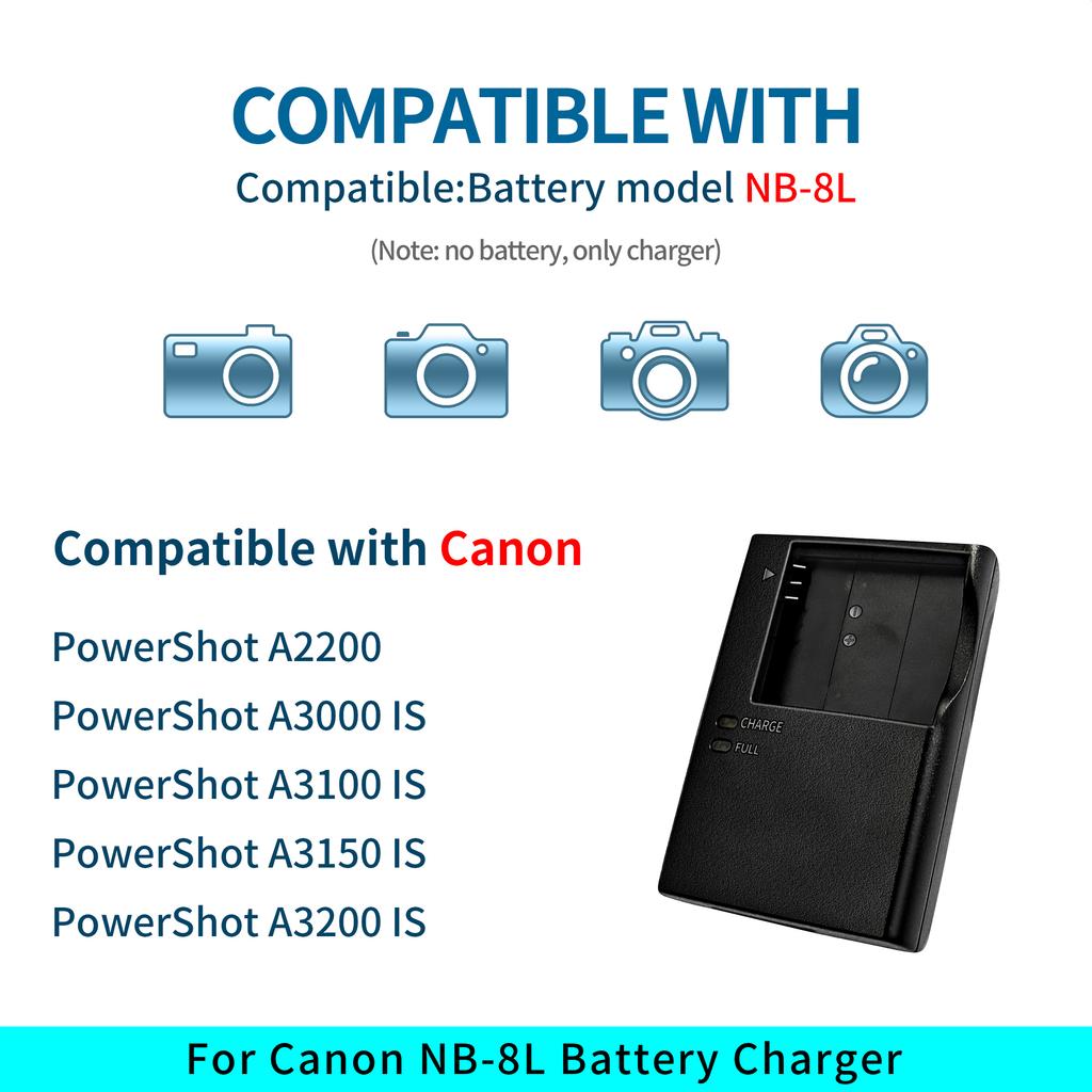 For Canon Camera CB-2LAE NB-8L Charger A3500 IXUS140 IXUS132 A2600 A3100 A3000 A3200 A3300 PC1589 PC1474 PC1585 PC1475 PC1590