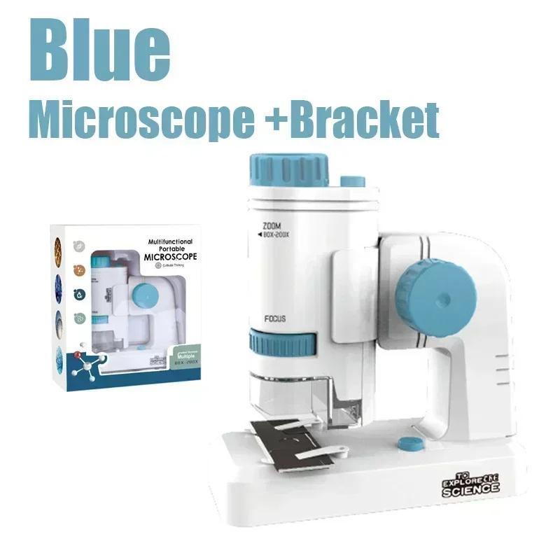 60-200X Children Microscope Pocket Microscope with LED Light Portable Electric Mini High Definition Science Microscope Outdoor