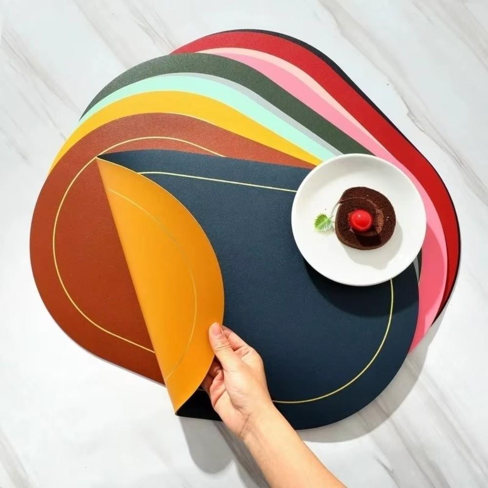 Leather Table Placemats Heat Resistant Waterproof Coffee Shop Decoration Oil-proof Washable Table Mats for Dining Table
