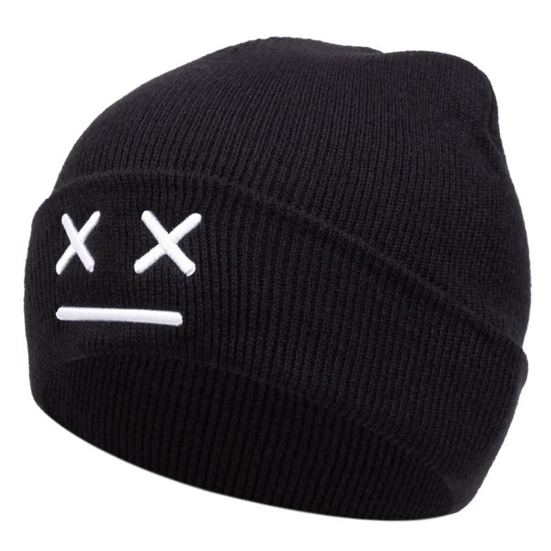 Autumn and Winter Warm Fashion Knitted Cap Versatile Men's and Women's Cartoon Expression Beanies Cap