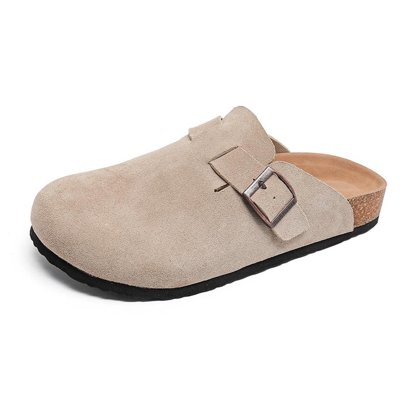 Half Shoes For Men Mules Suede Leather Loafers Slippers Open-Back Casual Shoes Backless Slides Sandal Platform Slip On Flats