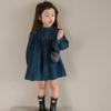 Girls Long Sleeve Dress Solid Color Denim Dress Children Spring Autumn Loose Casual Buttons Tops Dresses for Kids