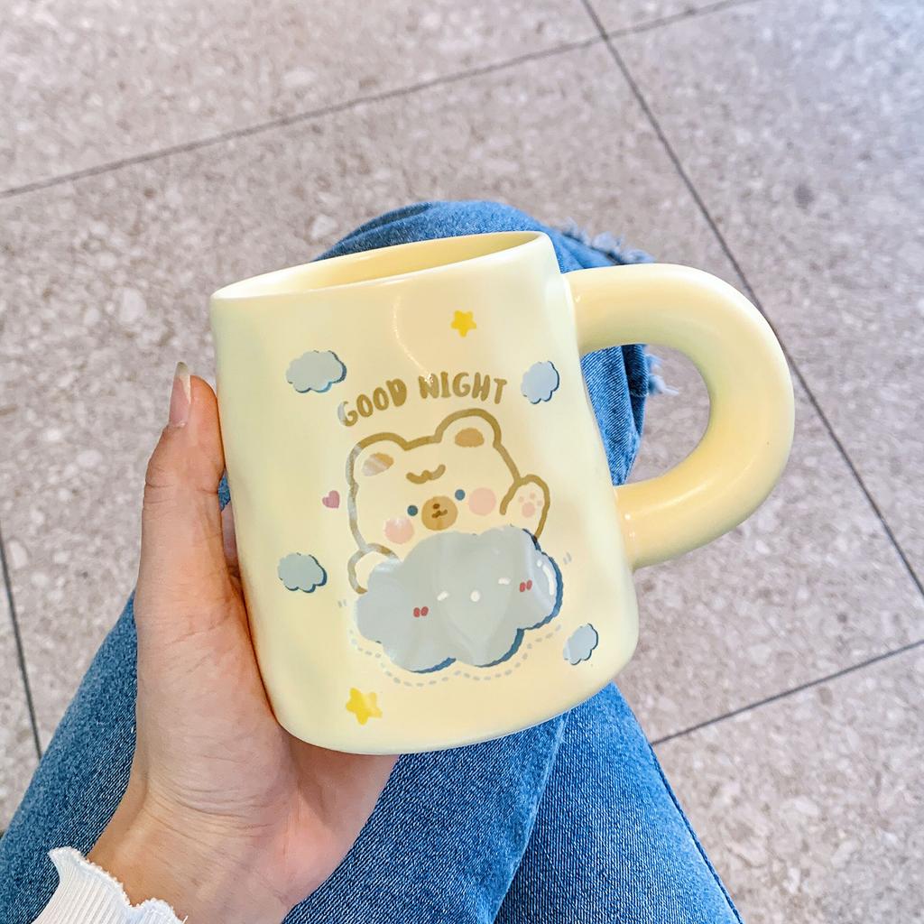 Cute High Value Ceramic Cup for Women Creative Mug for Home Couple Water Cup for Men Office Coffee Breakfast Cup