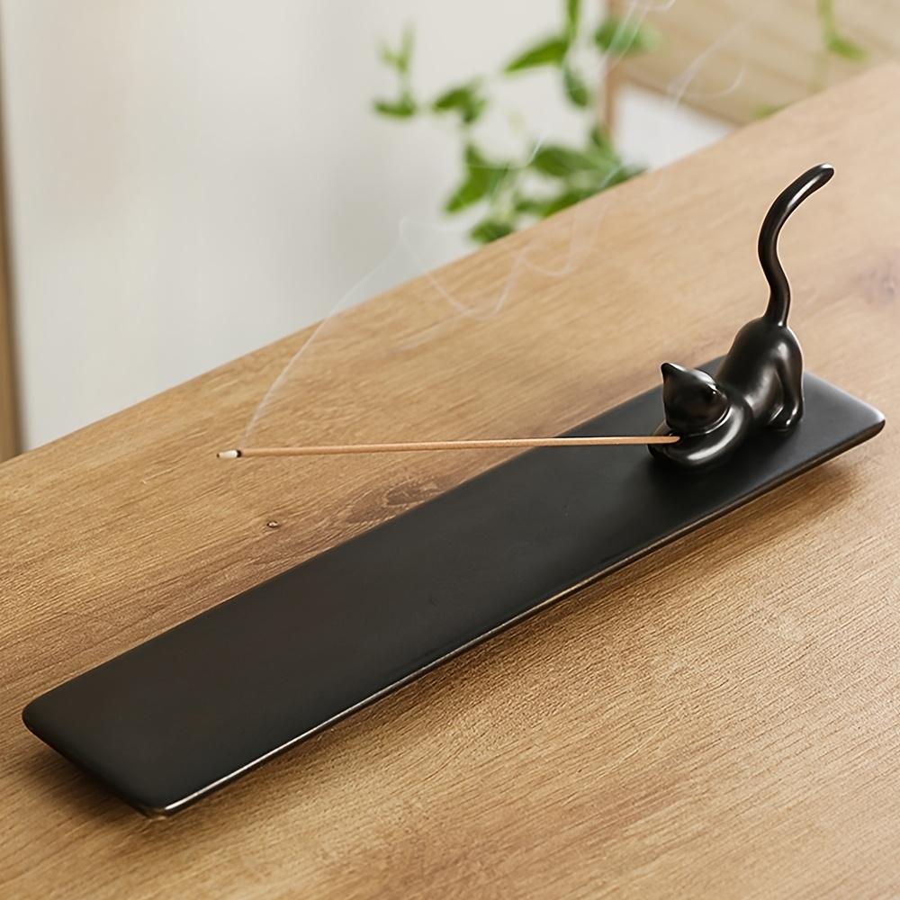 Cat Shaped Ceramic Incense Burner Holder,Cute Home Decor, Aromatic Desk/Bedroom Ornament, Indoor Use, No Electricity Needed, Bedroom Accessory