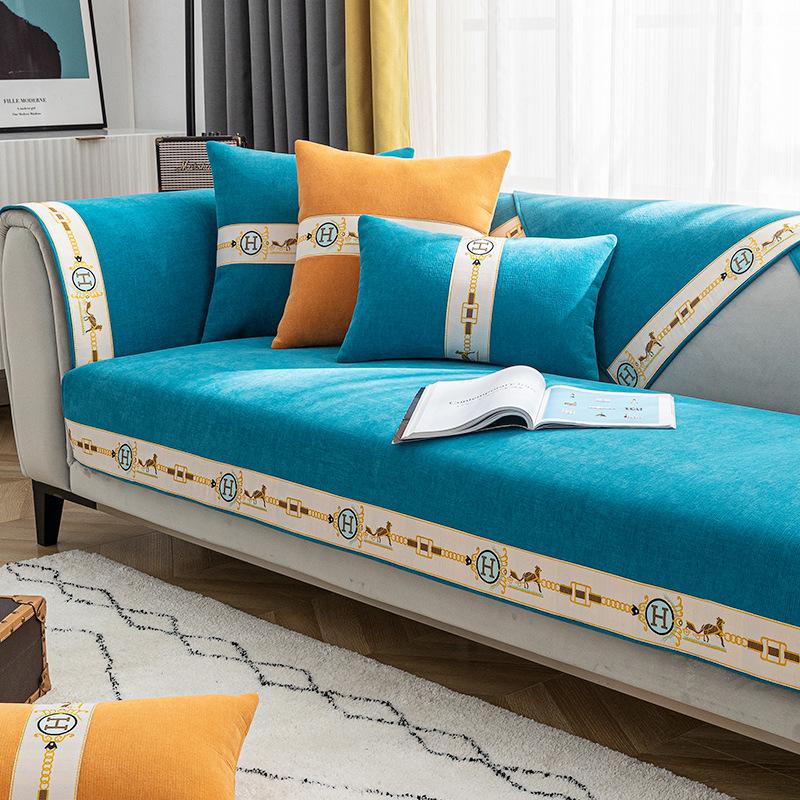 Leichter Luxus-Stil, neuer Sofakissenbezug aus Chenille-Leder, für alle Jahreszeiten, universell, rutschfest, schlicht, modern, für den Sommer