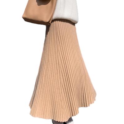ORWZDCO Knit Pleated Long Solid High Maxi Plus Sizes Perfect for and Winter Women's Skirt, Skirt, A-Line Skirt, Flattering, Color, Thick, Waist,