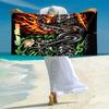 1PC Custom Name Skull Flames Motorcycle Art Beach Towel Highly Absorbent And Sand-Resistant Towel for Swimming, Pool, Yoga, And Travel Lightweight