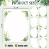 Greenery Theme Stationery Letter, 8.5 x 11 Inches, 80 Double-Sided, Pretty Printer Paper, Decorative Paper for Wedding, DIY Drawing, Thank Greeting