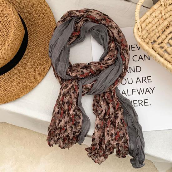 Ladies Shawl Scarf Floral Print Versatile Comfortable Bright Color Shawl Wrap Soft-textured Winter Accessory