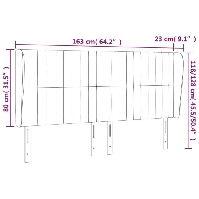 VidaXL Tête de lit avec oreilles Bleu 163x23x118-128 cm Tissu3118206
