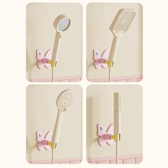 Pet Bathing Shower Holder Butterfly Head Holder, Wall Mounted Self-adhesive Handheld No Drill Bracket Bracket, Universal Adjustment Waterproof